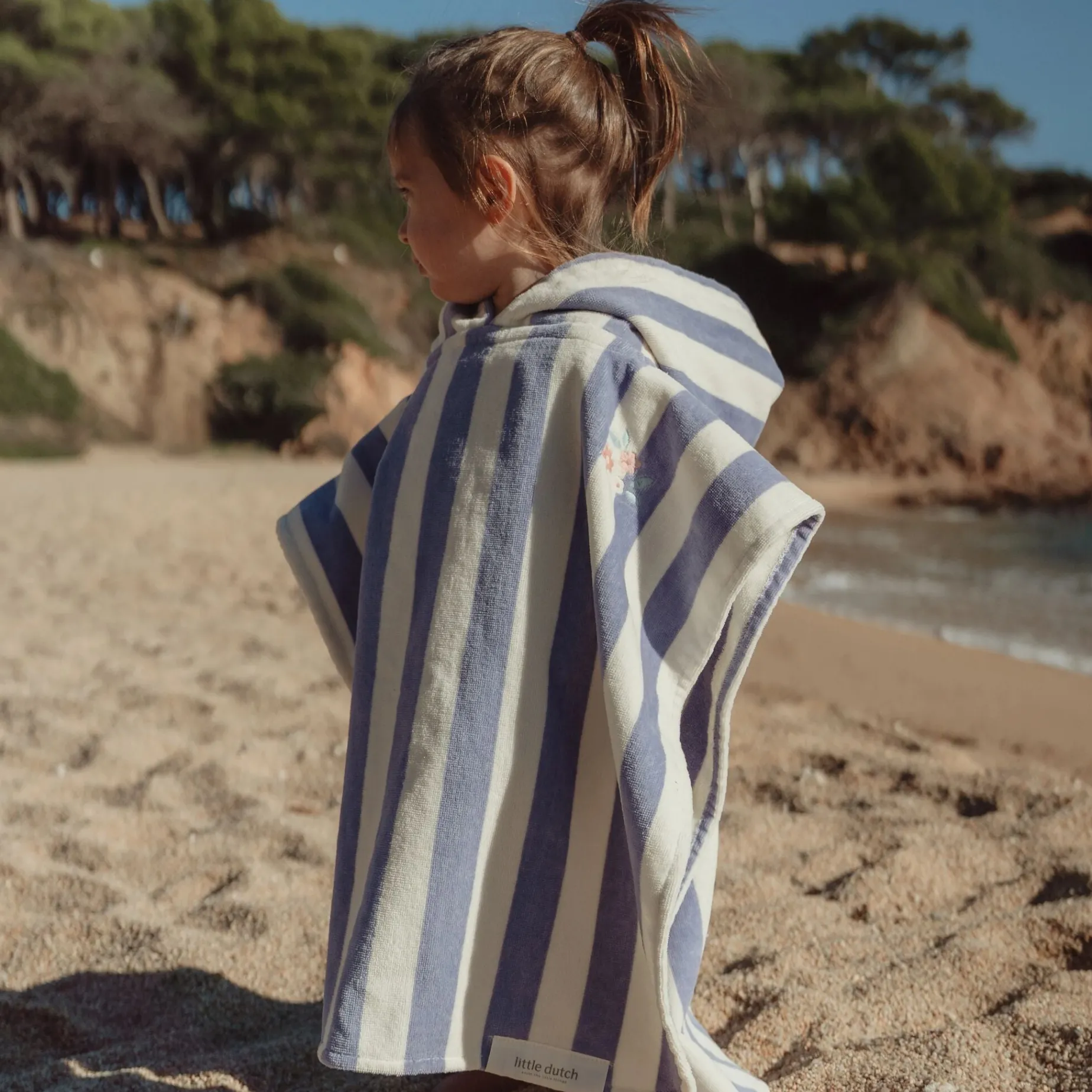 Badponcho - Paars - Dreamy Stripes