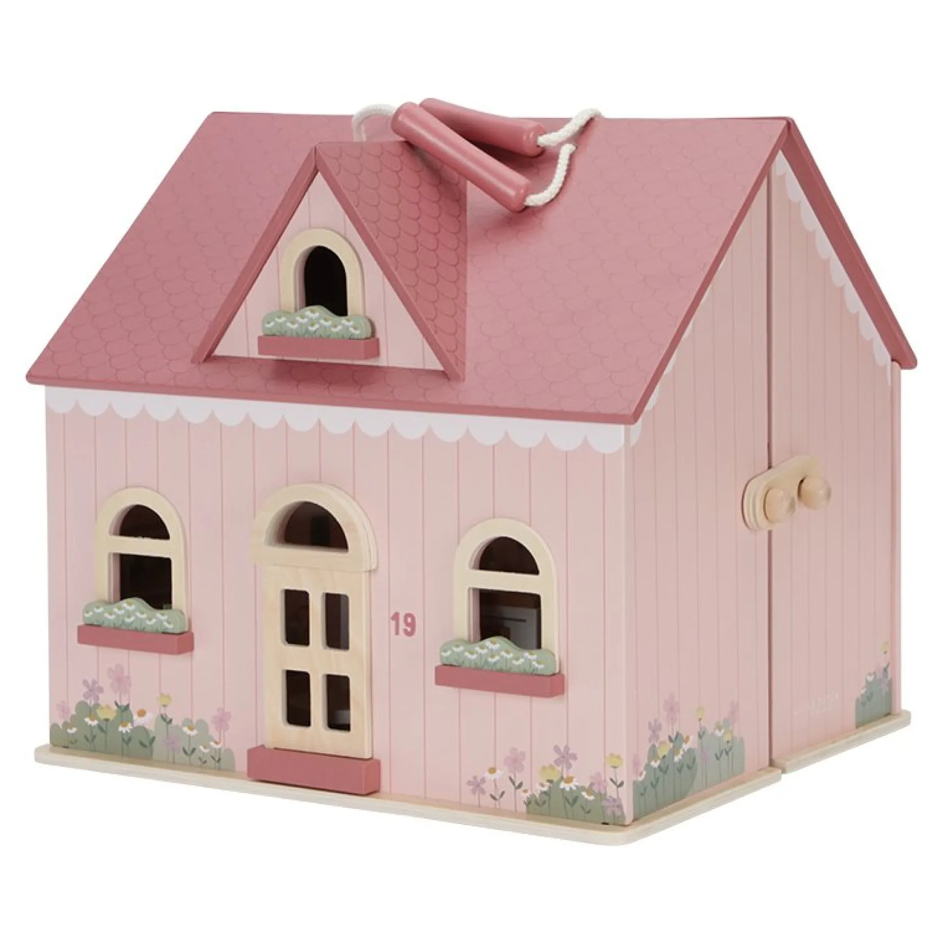 Draagbaar poppenhuis hout