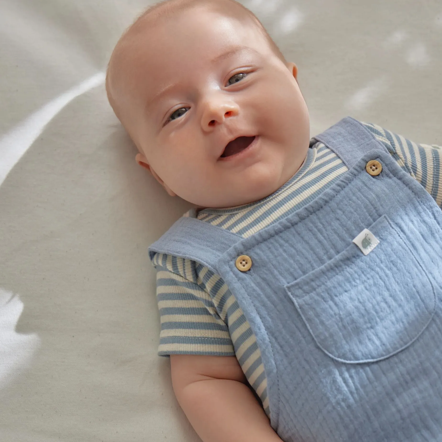 Gestreepte romper korte mouw - Blauw