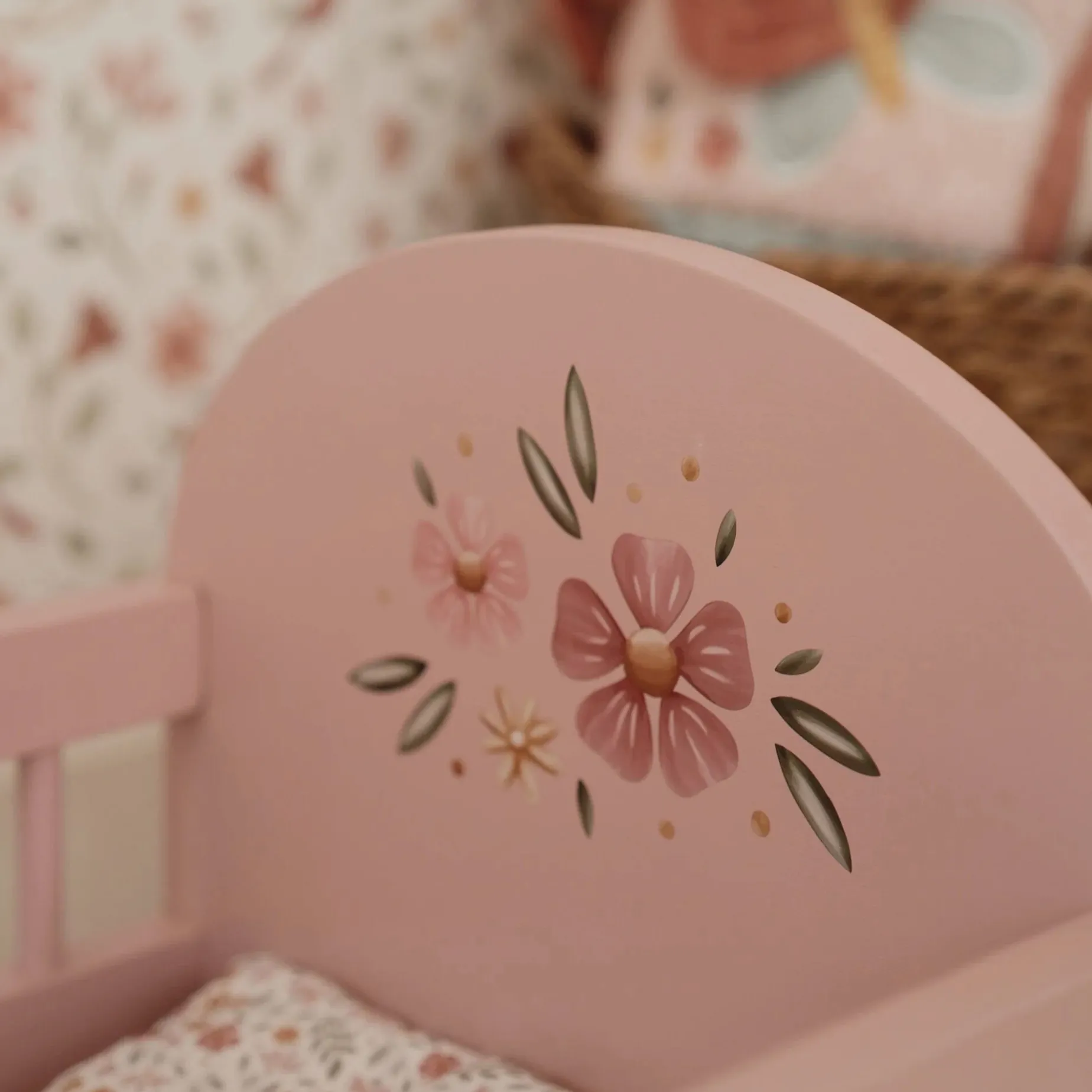 Houten poppenbedje - Roze - Essentials
