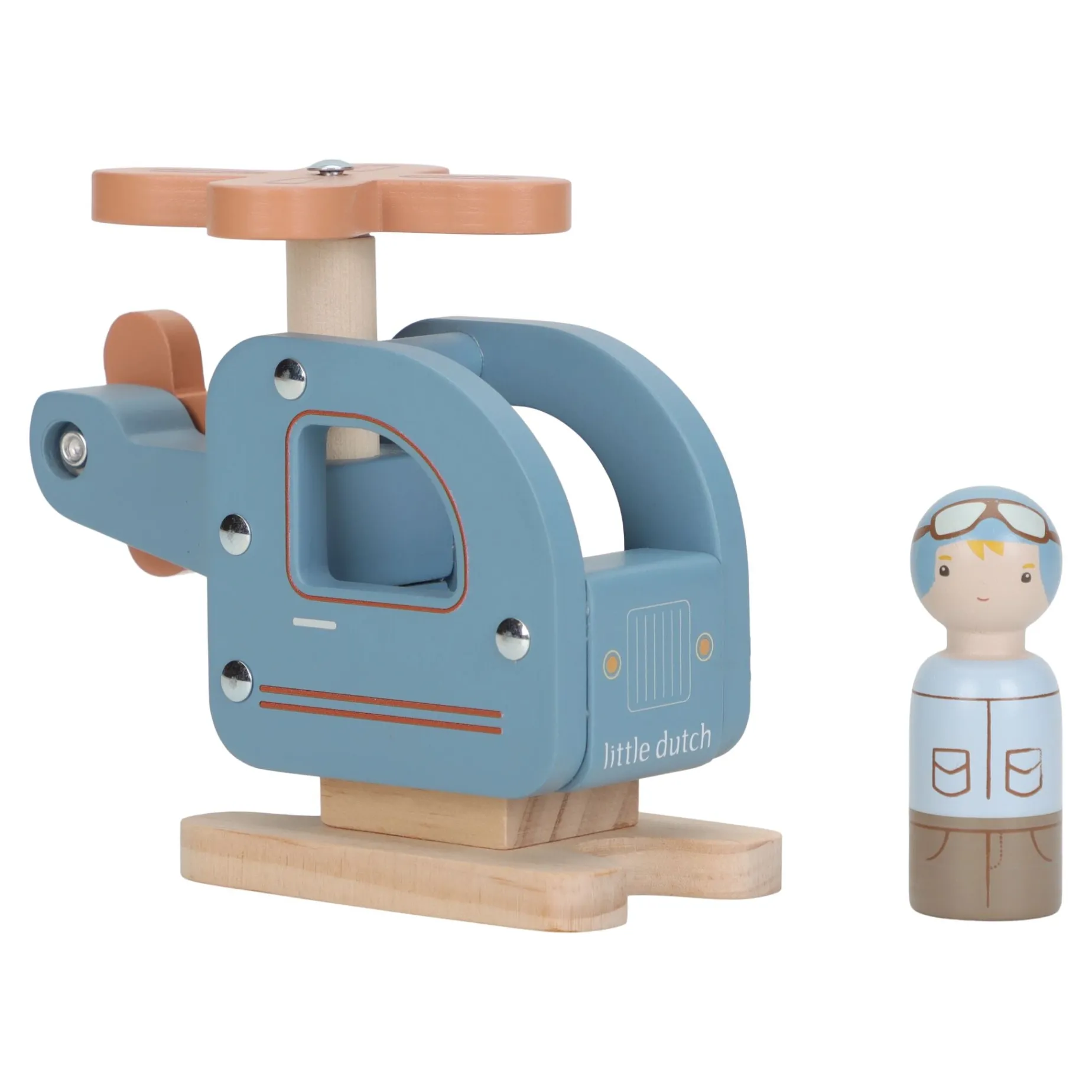 Houten speelgoed helikopter - Blauw