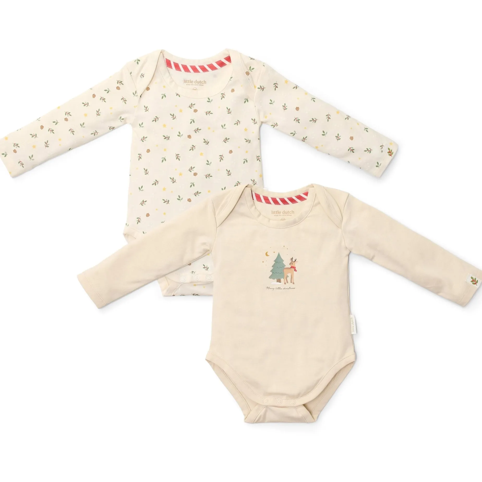 2-pack kerst romper lange mouw – Beige