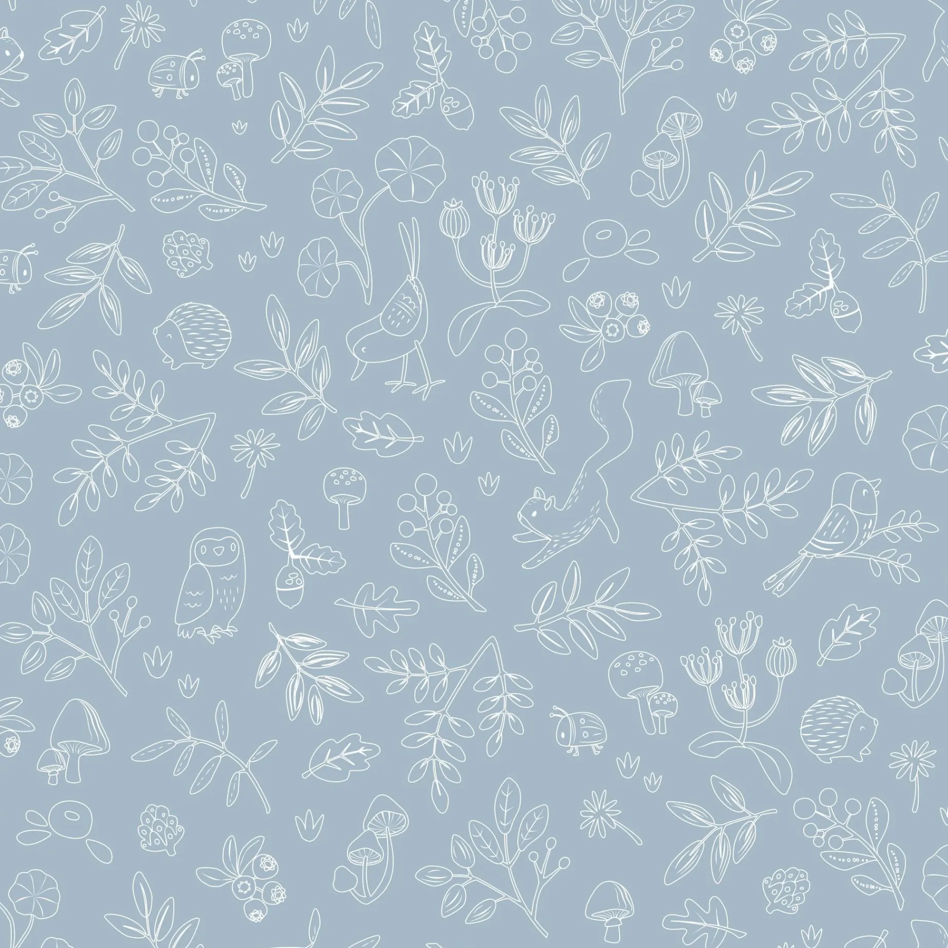 Vliesbehang – Blauw – Forest Friends – Forest Wonder