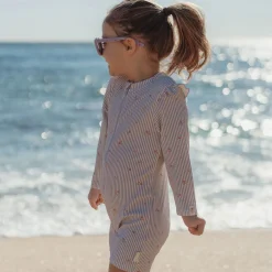 Zwempak lange mouw - UPF 40 - Paars - Dreamy Stripes