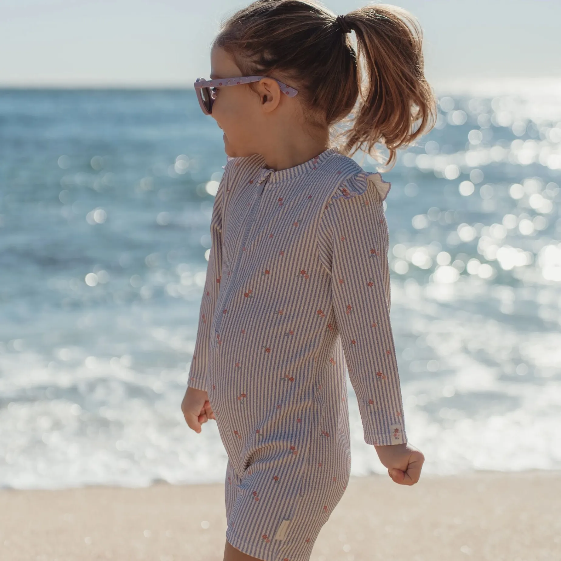 Zwempak lange mouw - UPF 40 - Paars - Dreamy Stripes